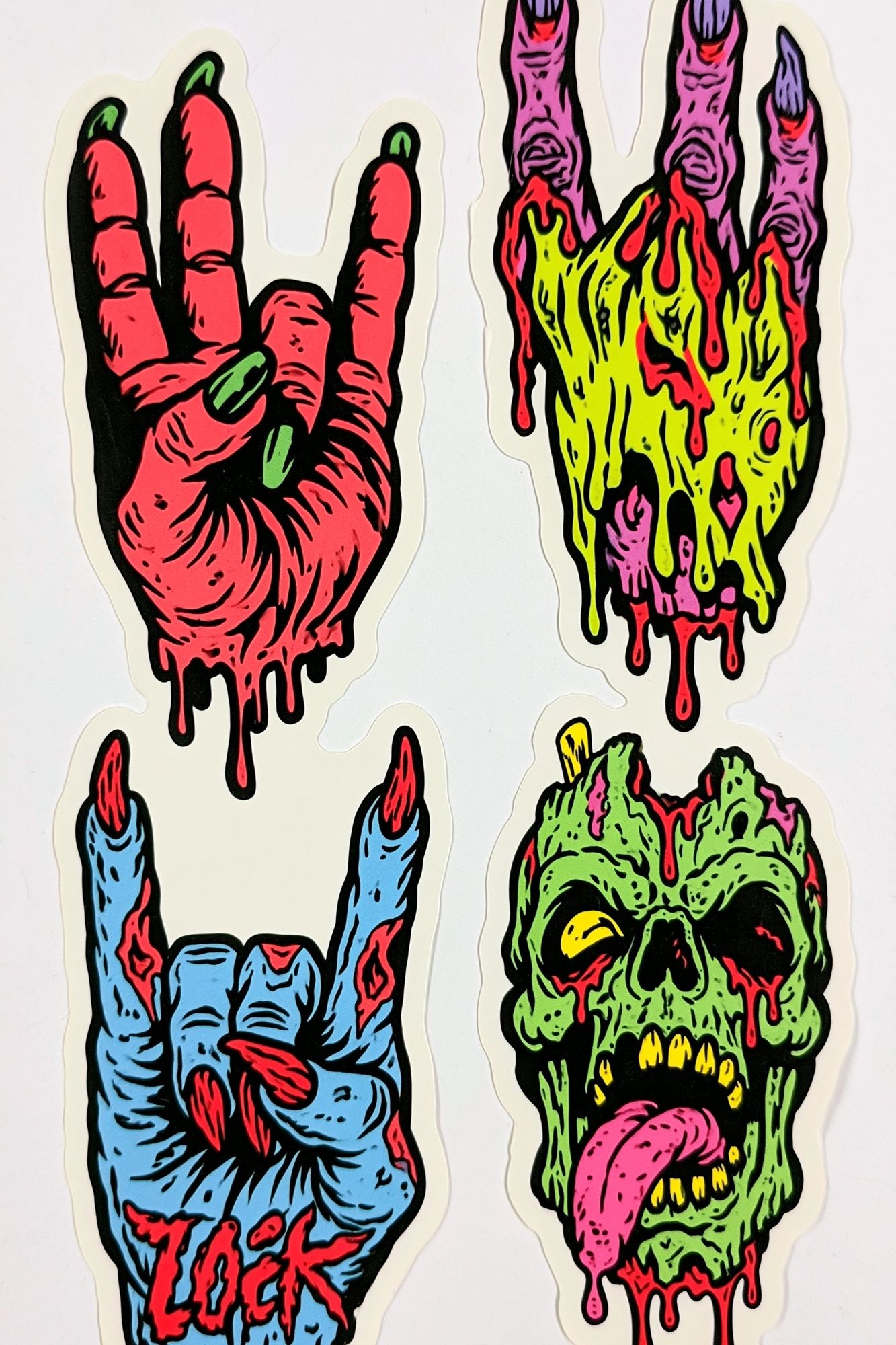 Neon Horror Hand Signs Poster. poster — illustration art