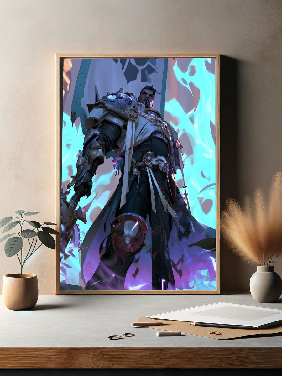 Fantasy Warrior Digital Art Poster. — room view 2