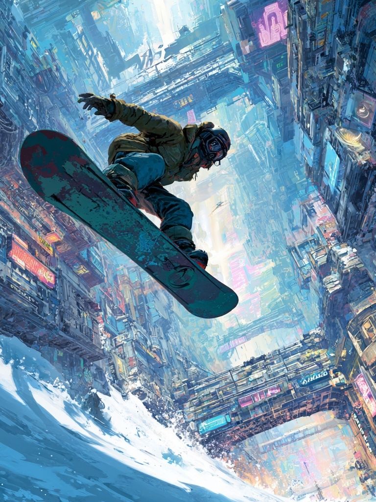 Cyberpunk Snowboard Ride Poster. poster detail