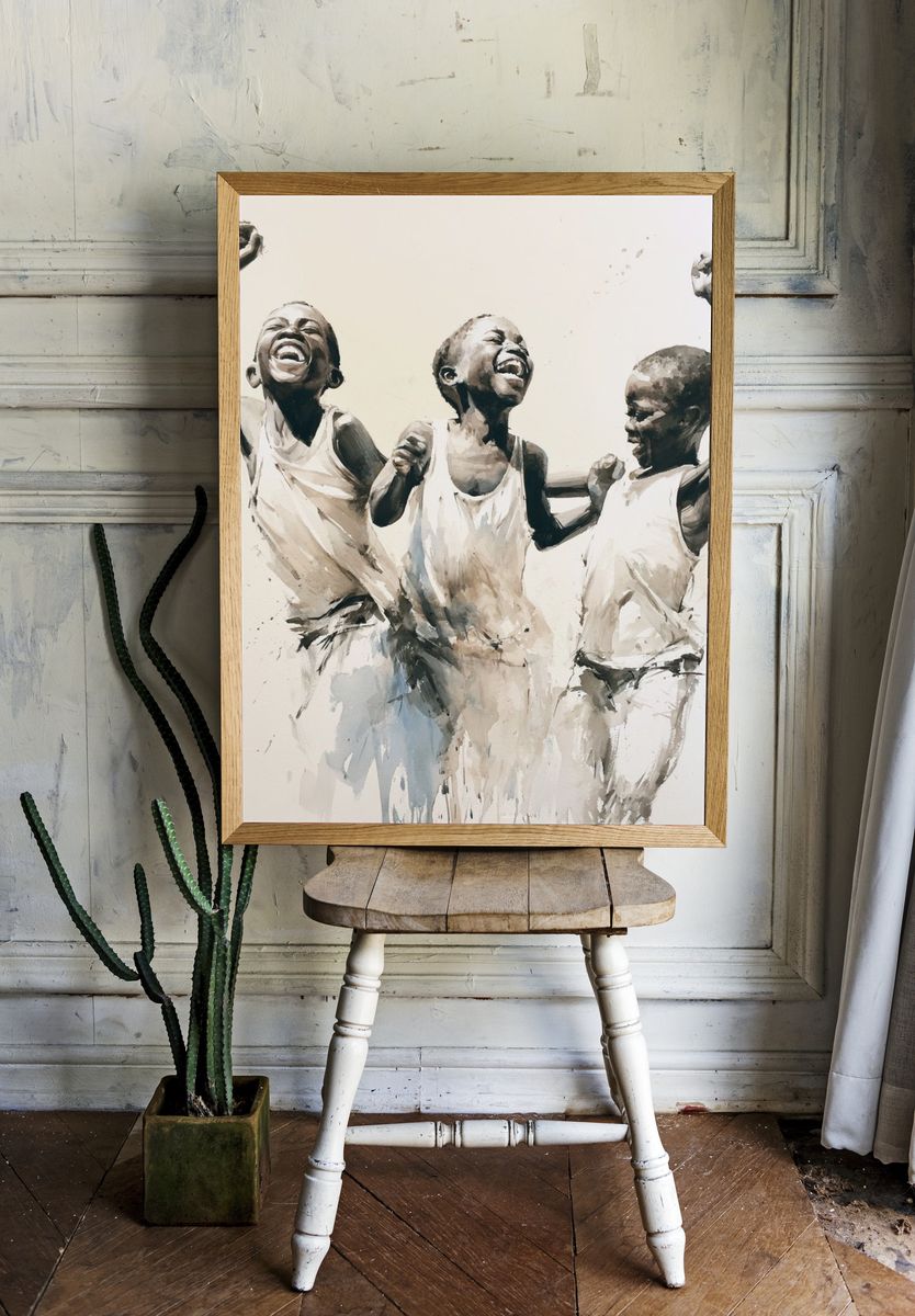 Joyful Children Watercolor Print. room preview