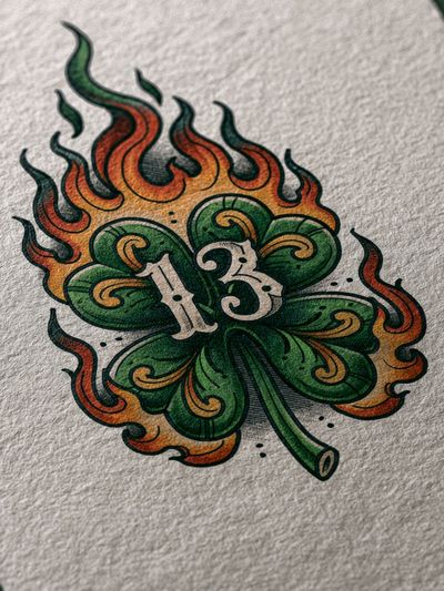 13 Clover Flame Illustration Poster. poster