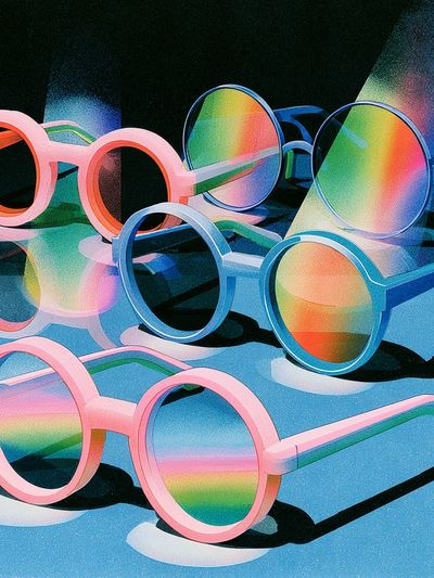 Rainbow Sunglasses Illustration Poster.