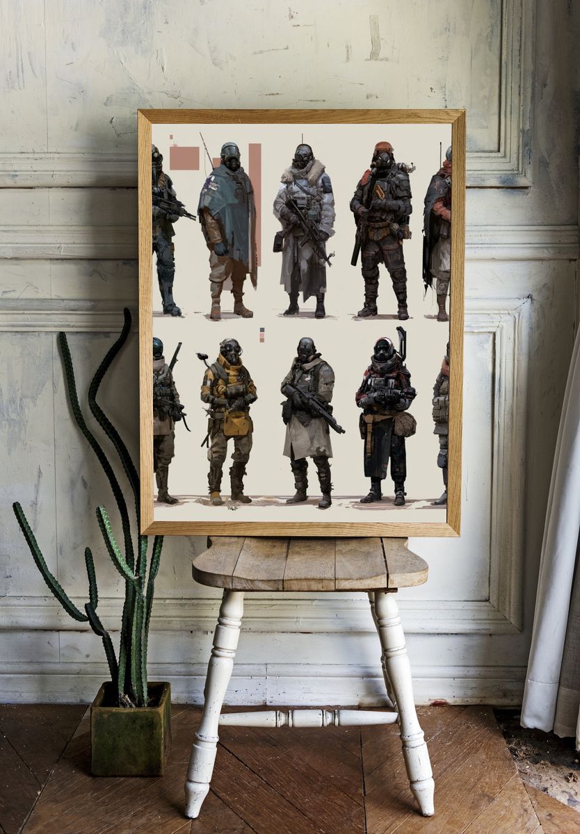 Armored Sci-Fi Soldiers Illustration Poster. room preview