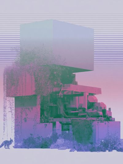 Surreal Neon Landscape Print. poster print