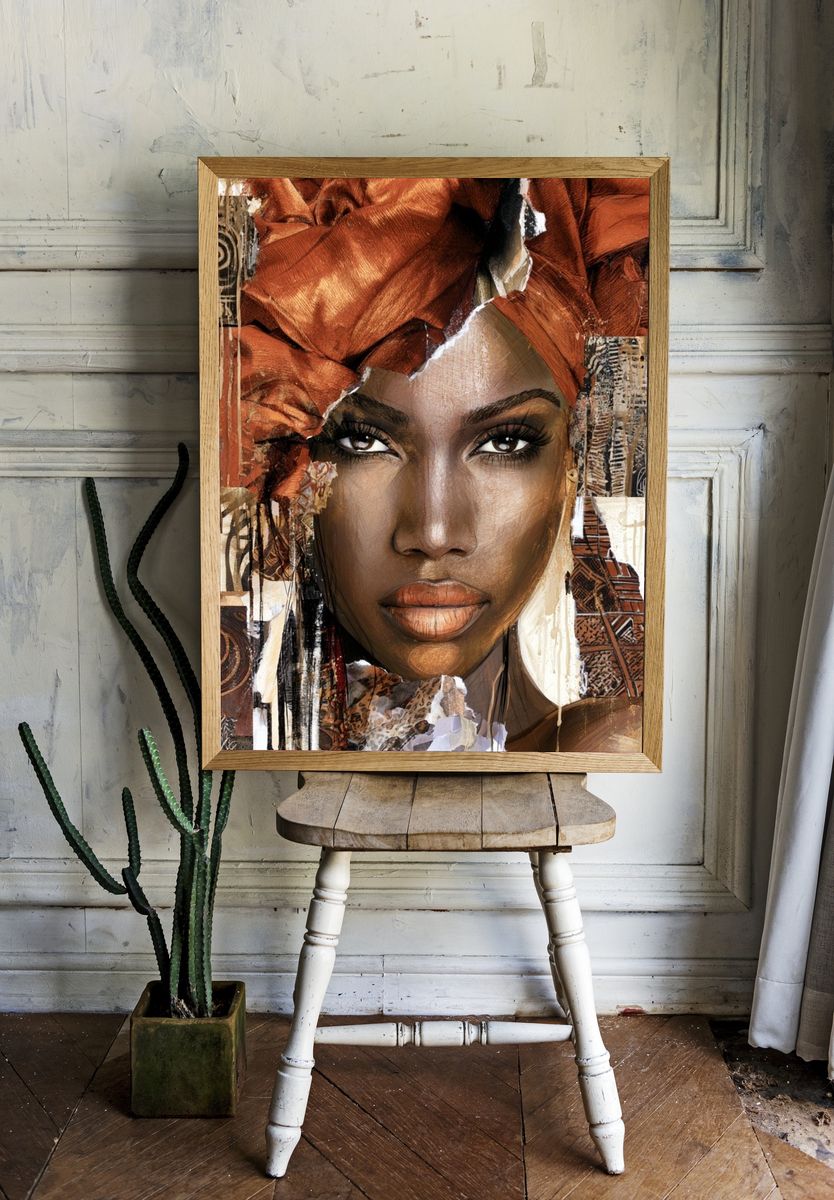 African Portrait Collage Print. — room view 1
