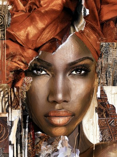 African Portrait Collage Print. poster