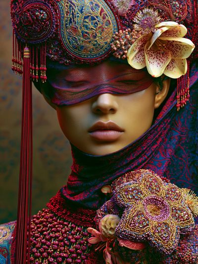 Ornate Floral Portrait Print.