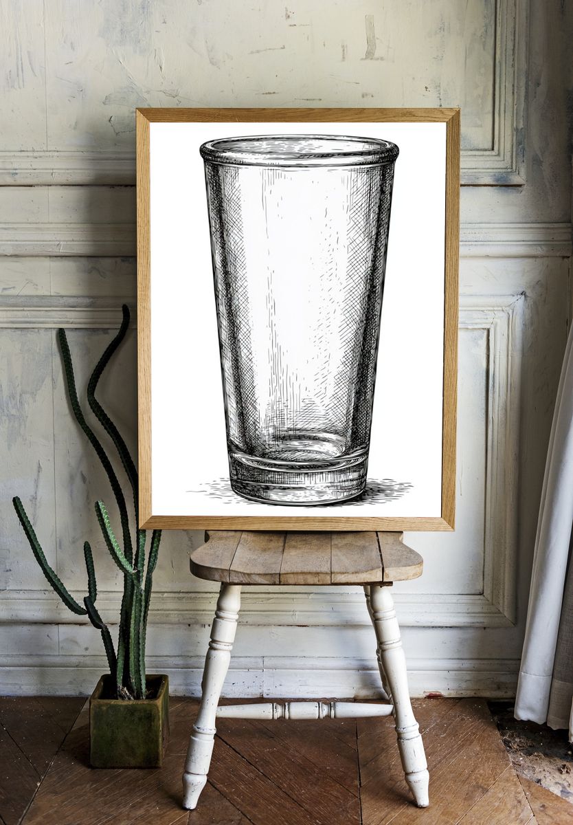 Glass Tumbler Sketch Poster. room preview