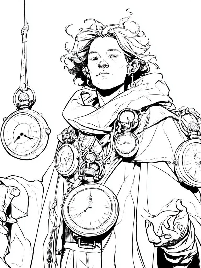Surreal Clock Figure Illustration Poster. poster detail