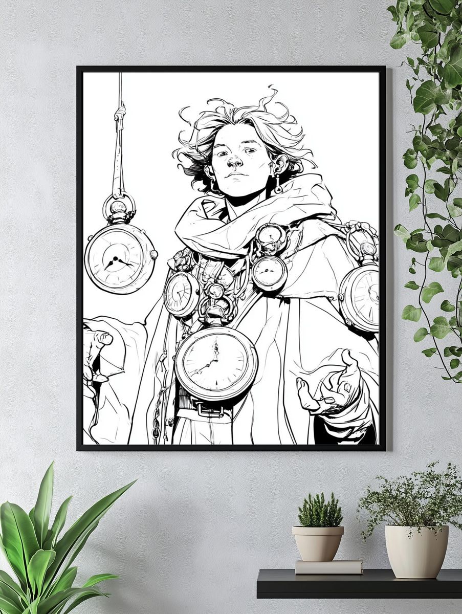 Surreal Clock Figure Illustration Poster. — room view 4