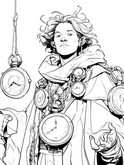 Surreal Clock Figure Illustration Poster.