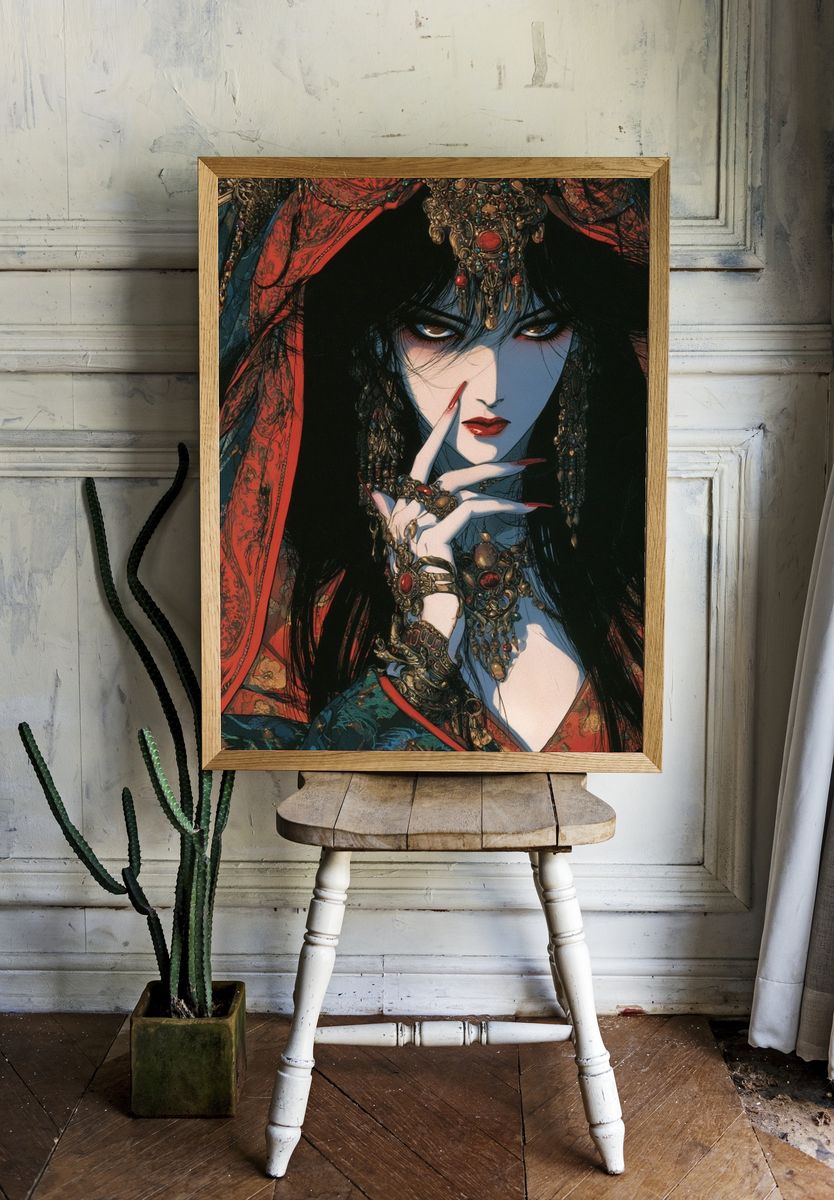 Mystic Geisha Portrait Print. — room view 1