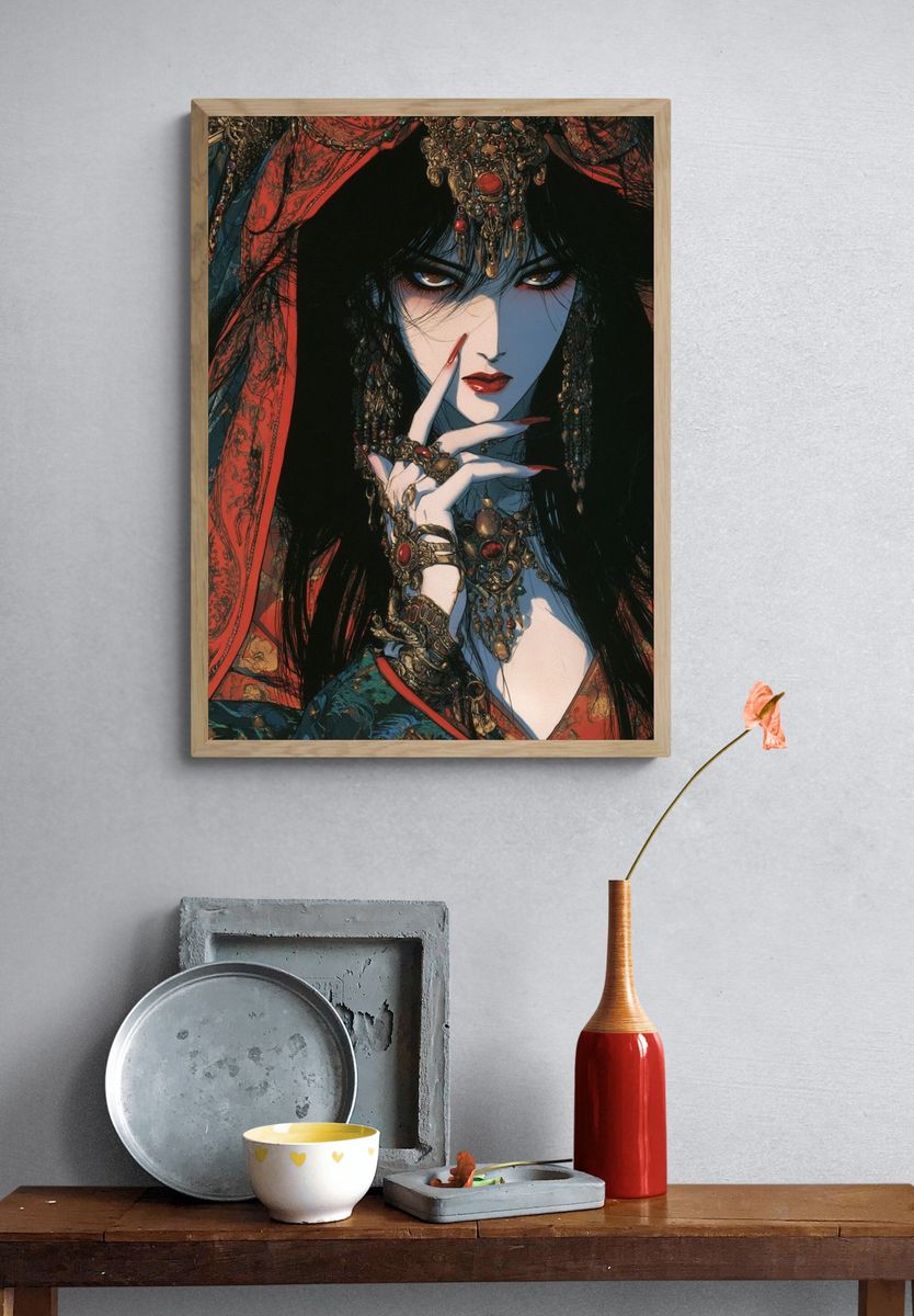 Mystic Geisha Portrait Print. — room view 3