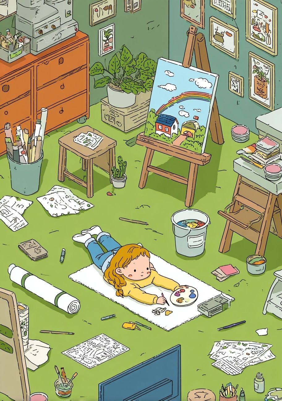 Little Artist Studio Illustration Poster. poster detail