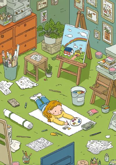 Little Artist Studio Illustration Poster. poster print