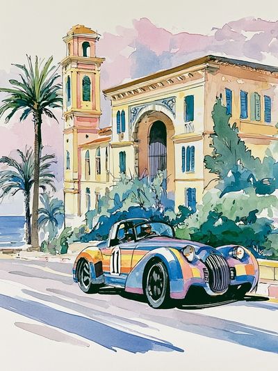 Coastal Vintage Sports Car Poster. poster print