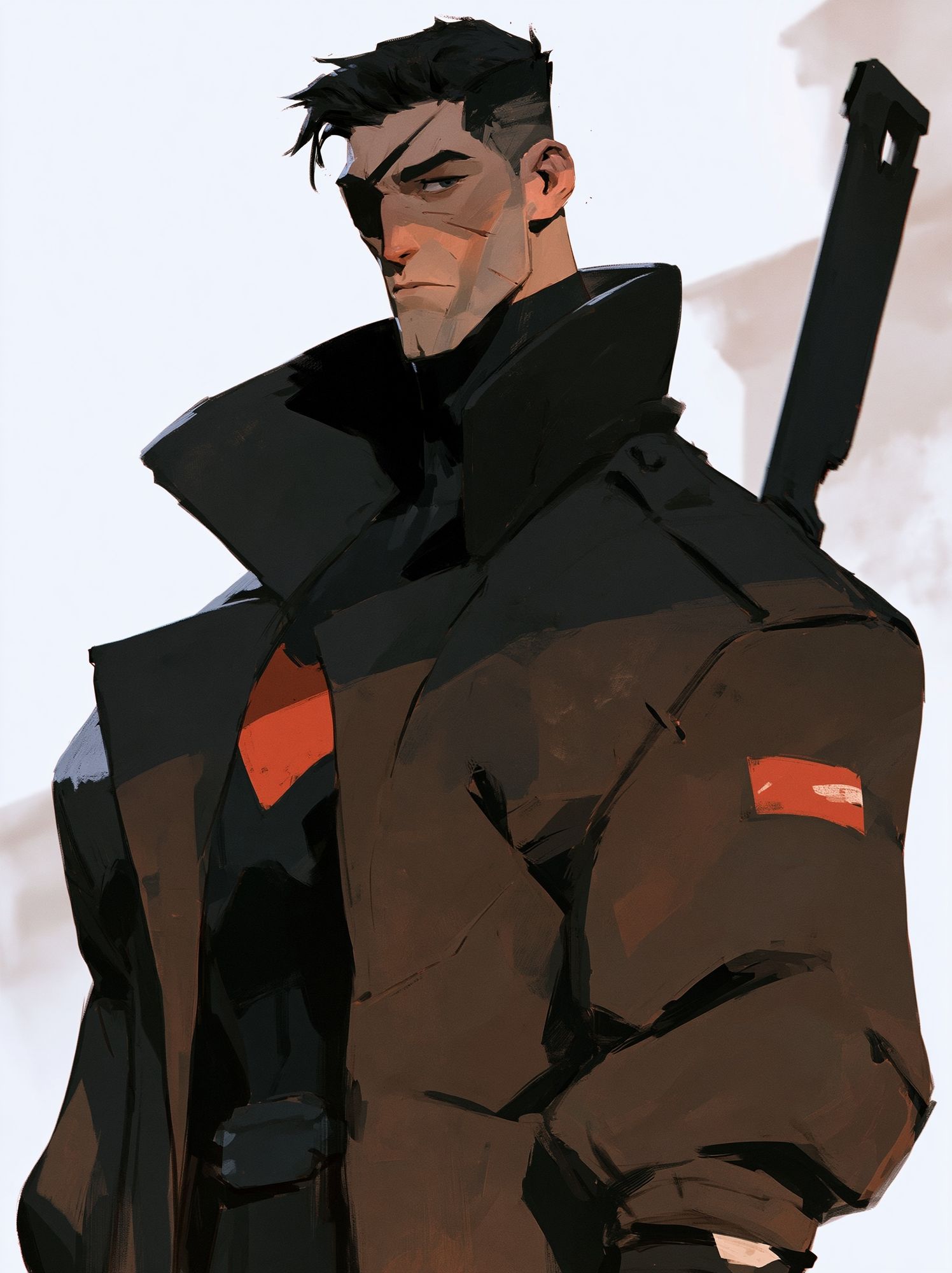 Brooding Sci-Fi Warrior Illustration Poster. poster detail