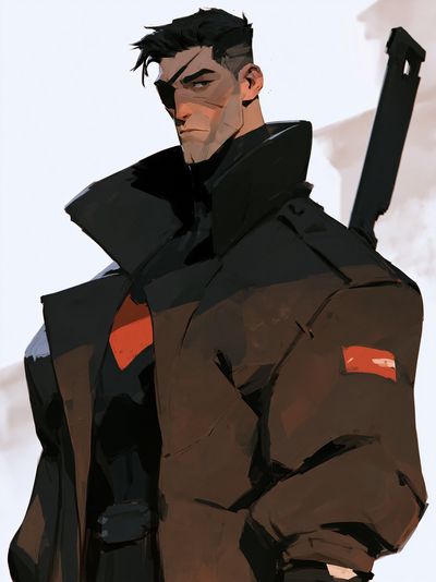 Brooding Sci-Fi Warrior Illustration Poster. poster