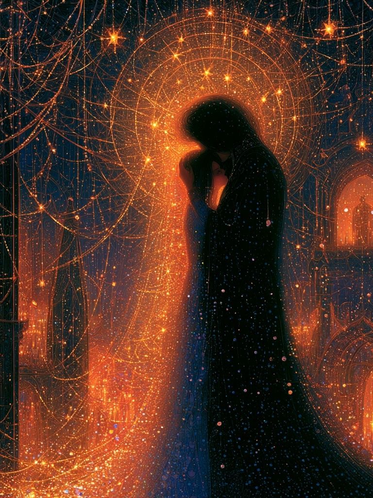 Celestial Lovers Fantasy Print. poster — illustration art