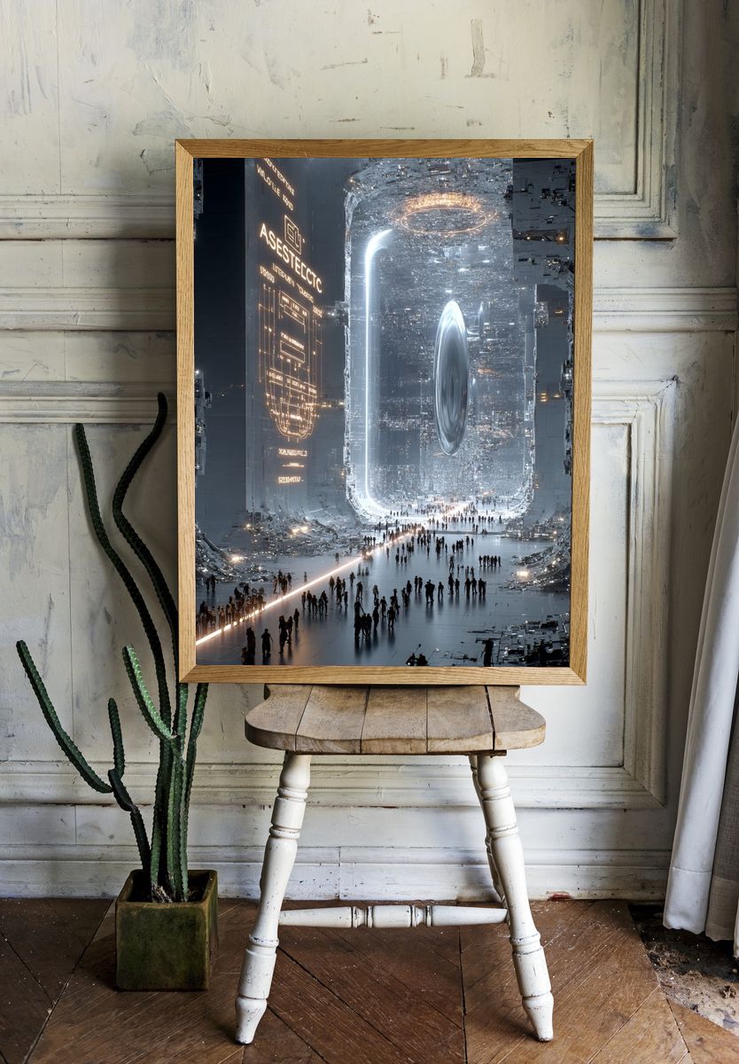 Futuristic Portal Cityscape Poster. room preview