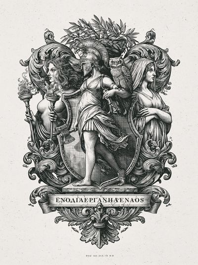 Greek Mythology Crest Illustration Poster. poster