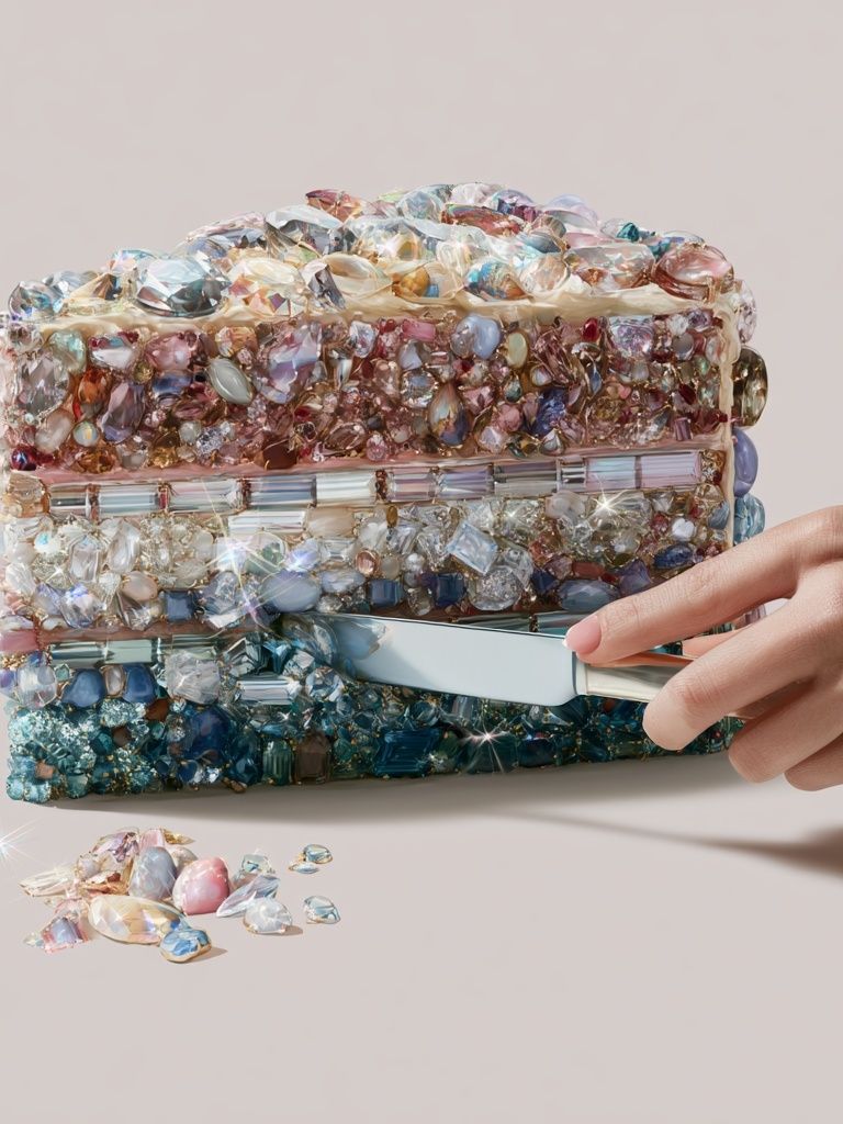 Crystal Cake Slice Illustration Poster. poster detail