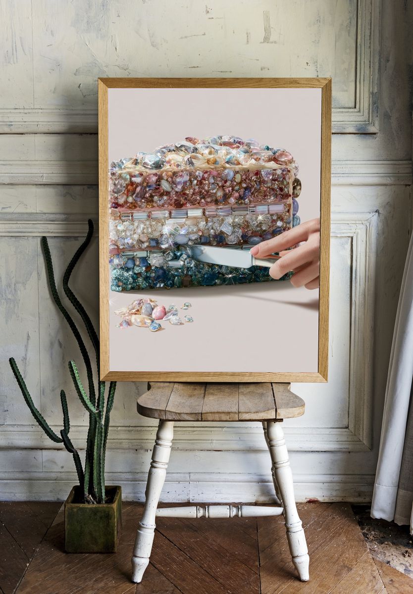 Crystal Cake Slice Illustration Poster. — room view 1
