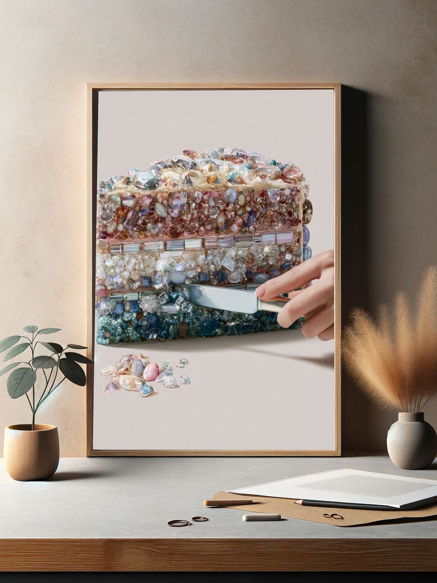 Crystal Cake Slice Illustration Poster. — room view 2