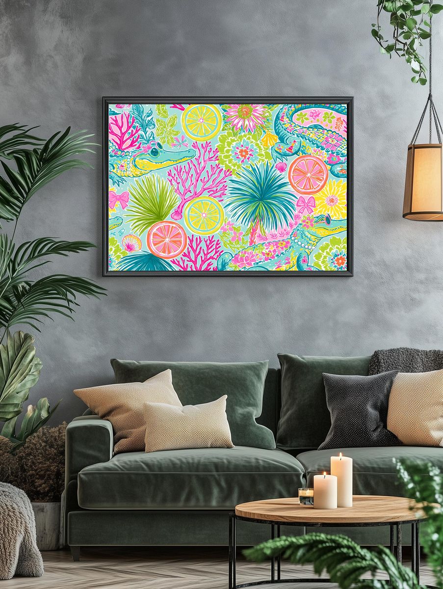 Tropical Crocodile Pattern Print. — room view 4