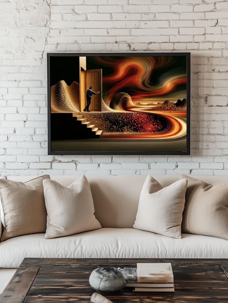 Surreal Desert Portal Print. room preview