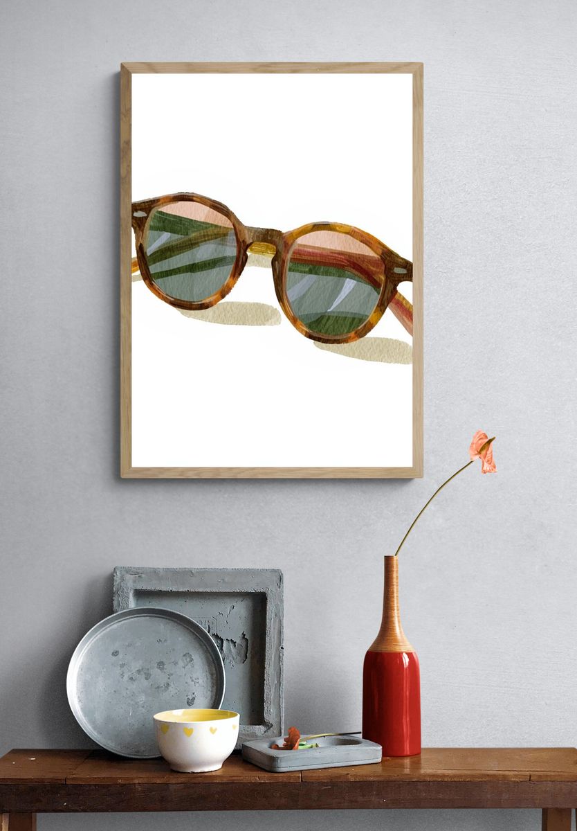 Watercolor Sunglasses Illustration Poster. — room view 3