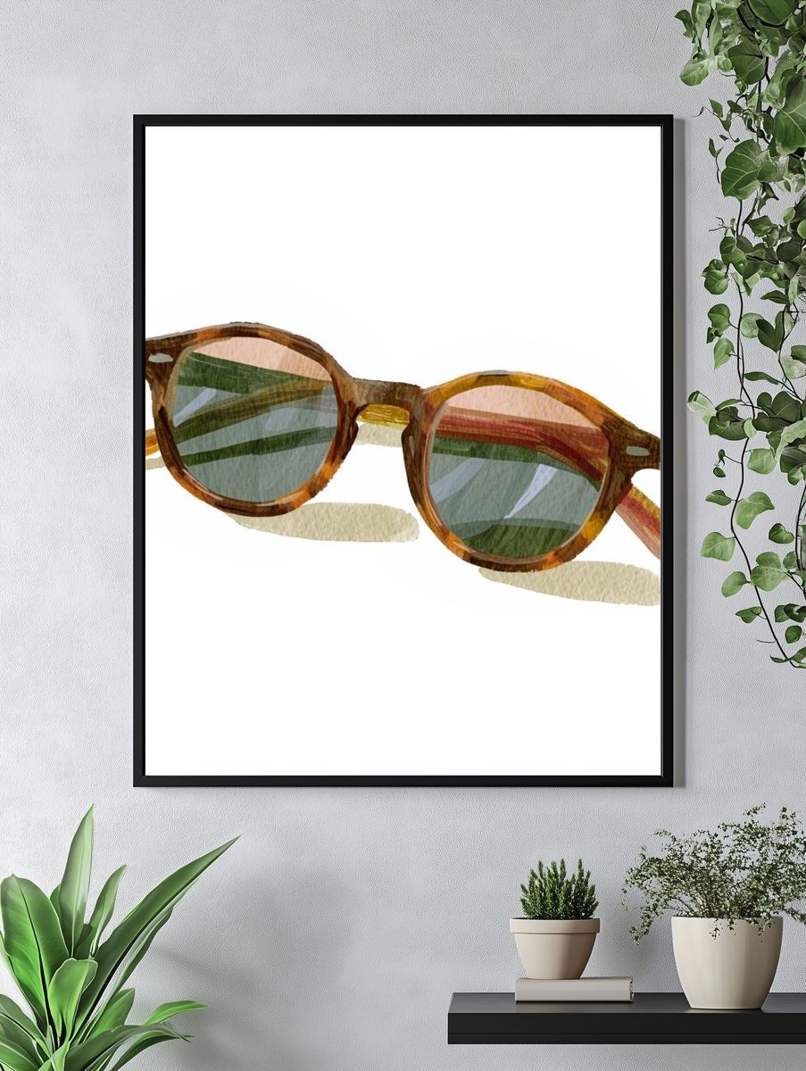 Watercolor Sunglasses Illustration Poster. — room view 4