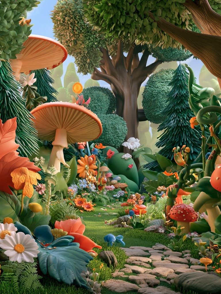 Enchanted Forest Garden Illustration Poster. poster — illustration art
