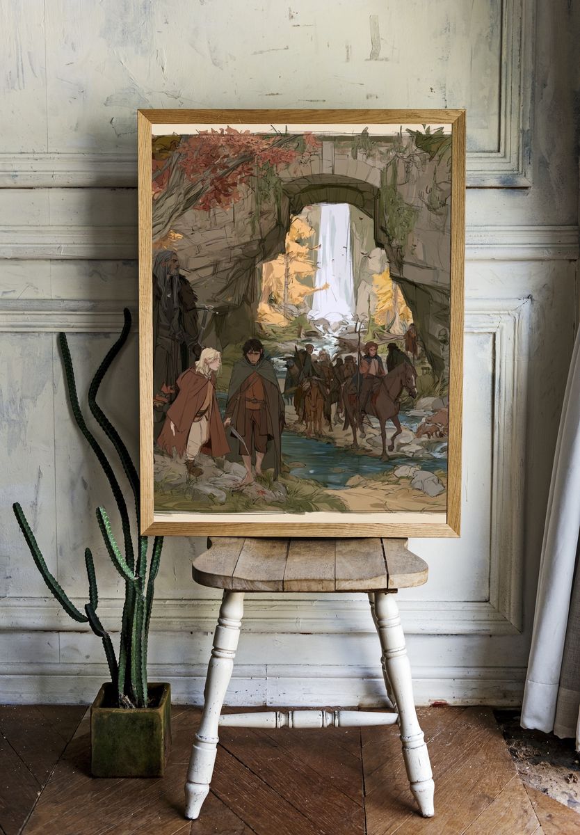 Fantasy Travelers Waterfall Print. — room view 1