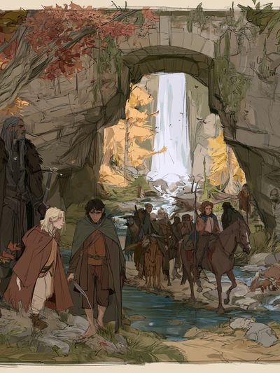 Fantasy Travelers Waterfall Print. poster print