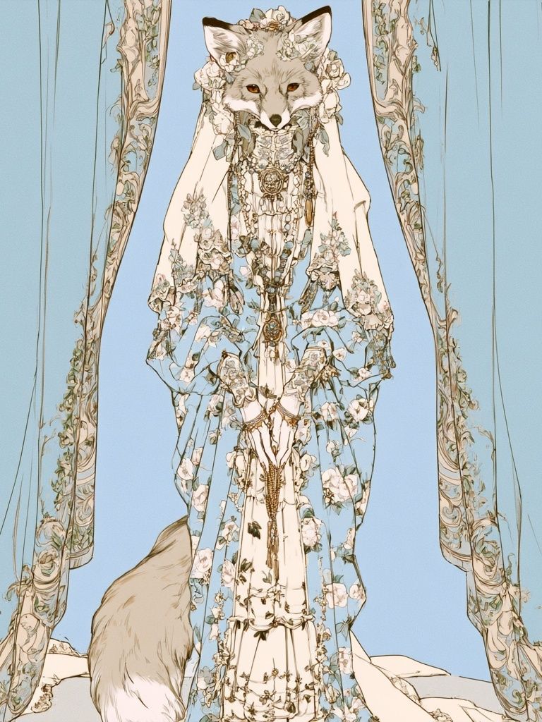 Floral Fox Portrait Illustration Poster. poster — illustration art