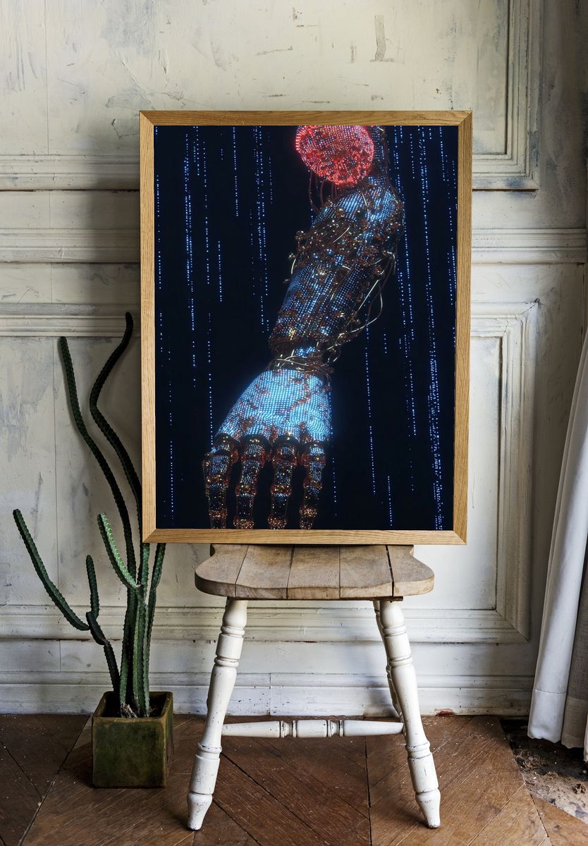 Cybernetic Hand Digital Art Poster. room preview