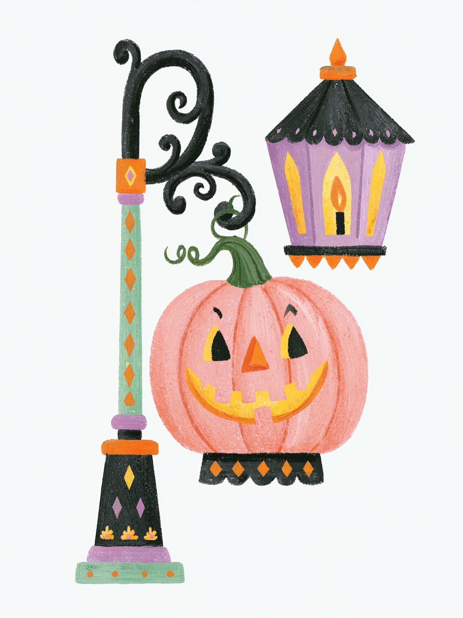 Halloween Pumpkin Lantern Illustration Poster. poster detail