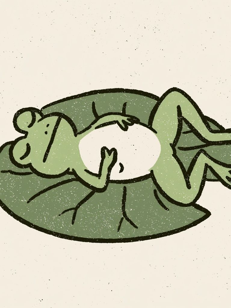 Sleeping Frog Illustration Poster. poster detail