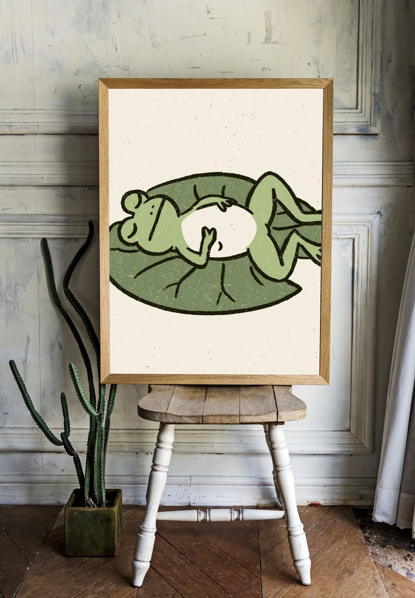 Sleeping Frog Illustration Poster. — room view 1