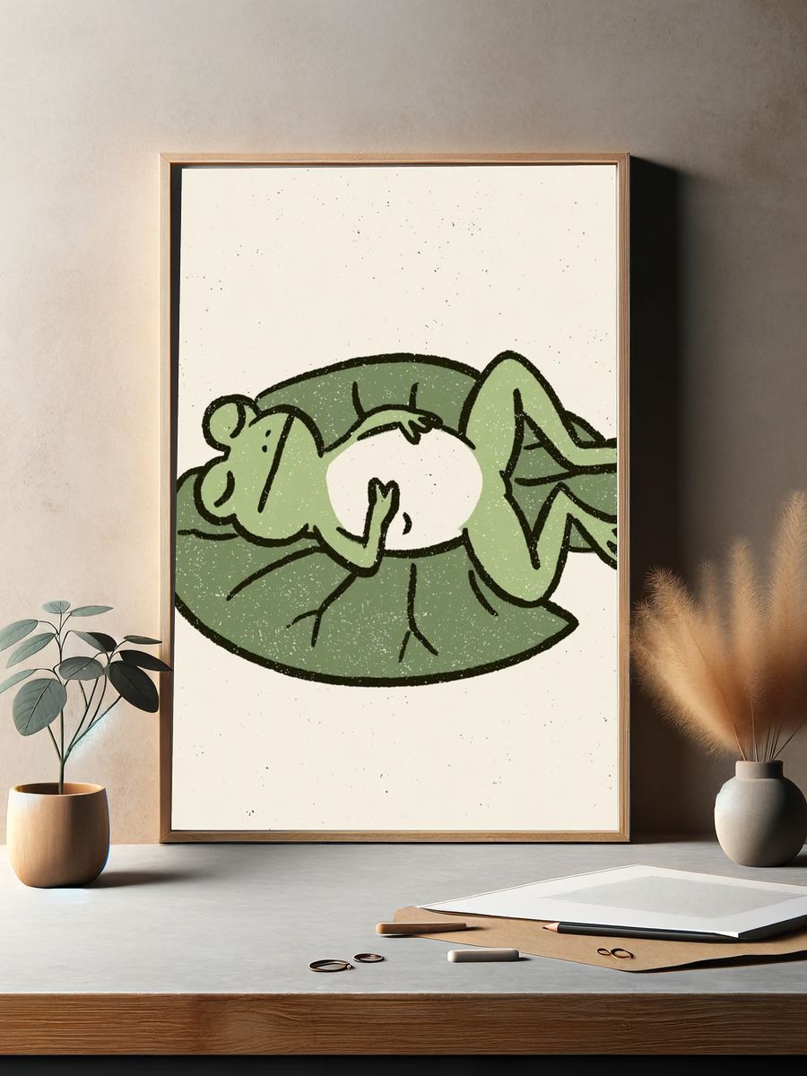 Sleeping Frog Illustration Poster. — room view 2