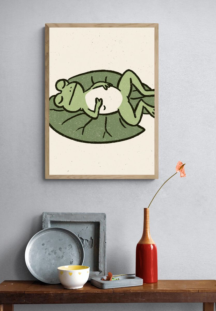 Sleeping Frog Illustration Poster. — room view 3