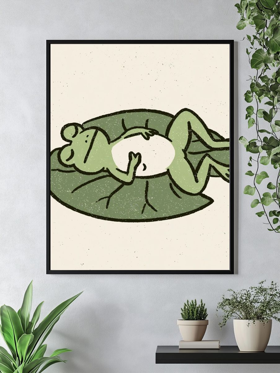Sleeping Frog Illustration Poster. — room view 4