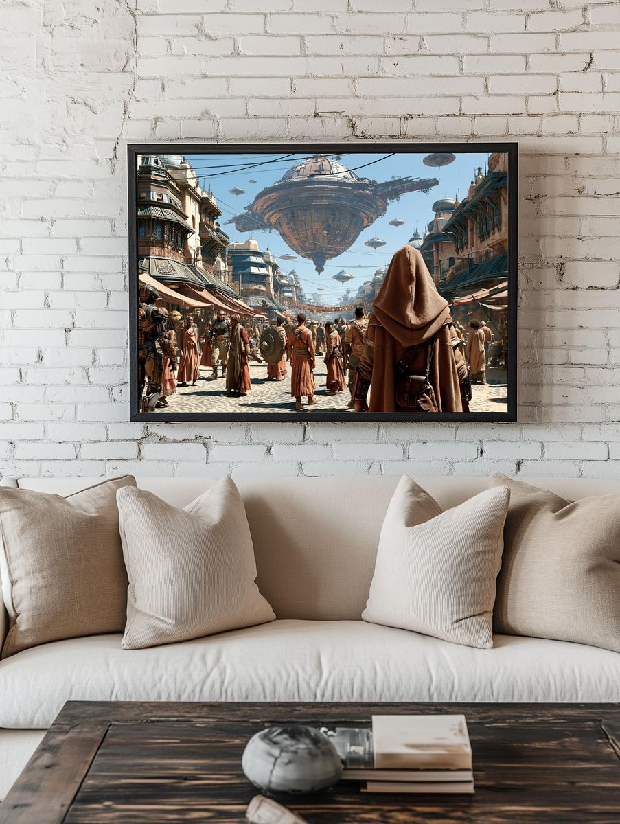 Sci-Fi Market Street Illustration Poster. room preview