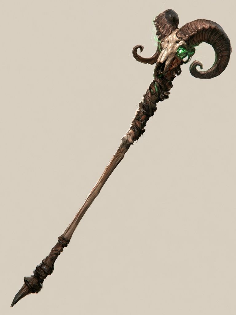 Demonic Ram Staff Illustration Poster. poster detail