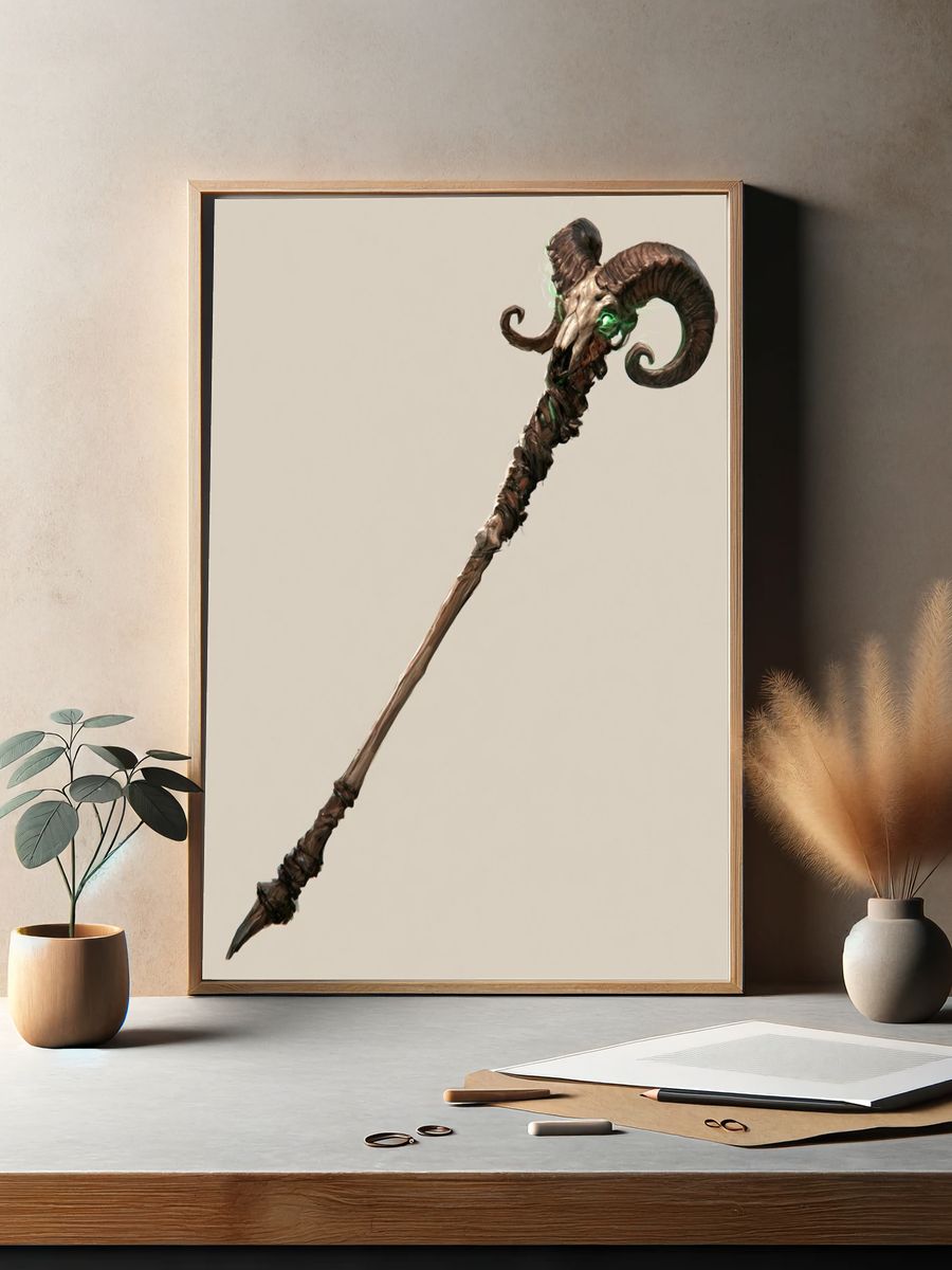 Demonic Ram Staff Illustration Poster. — room view 2