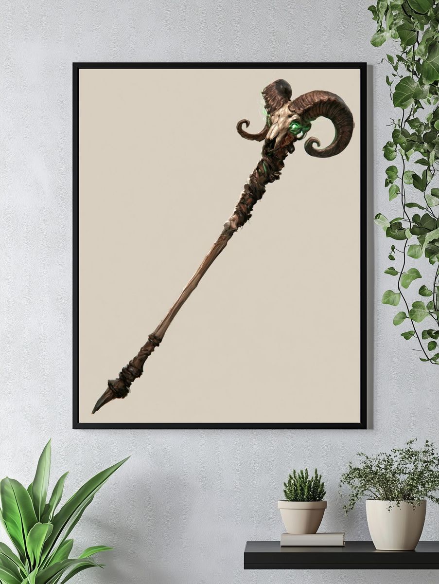 Demonic Ram Staff Illustration Poster. — room view 4