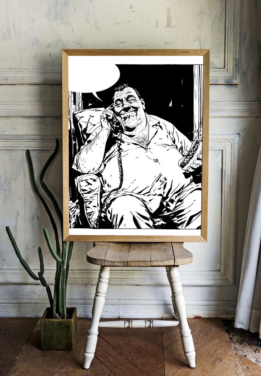 Smirking Man on the Phone Poster. room preview