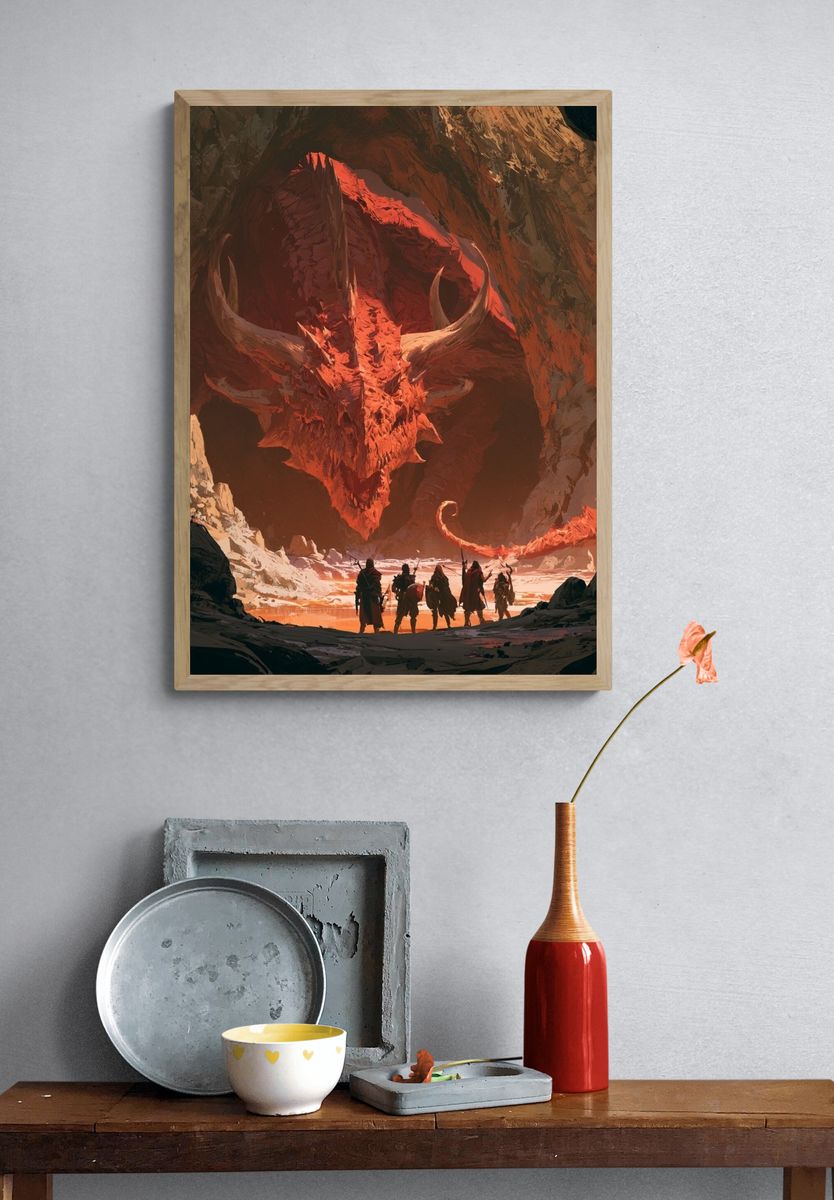 Dragon Cavern Fantasy Poster. — room view 3