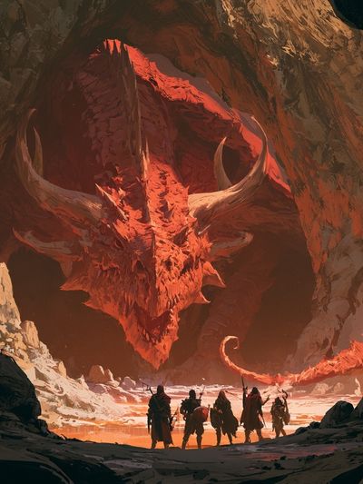 Dragon Cavern Fantasy Poster.